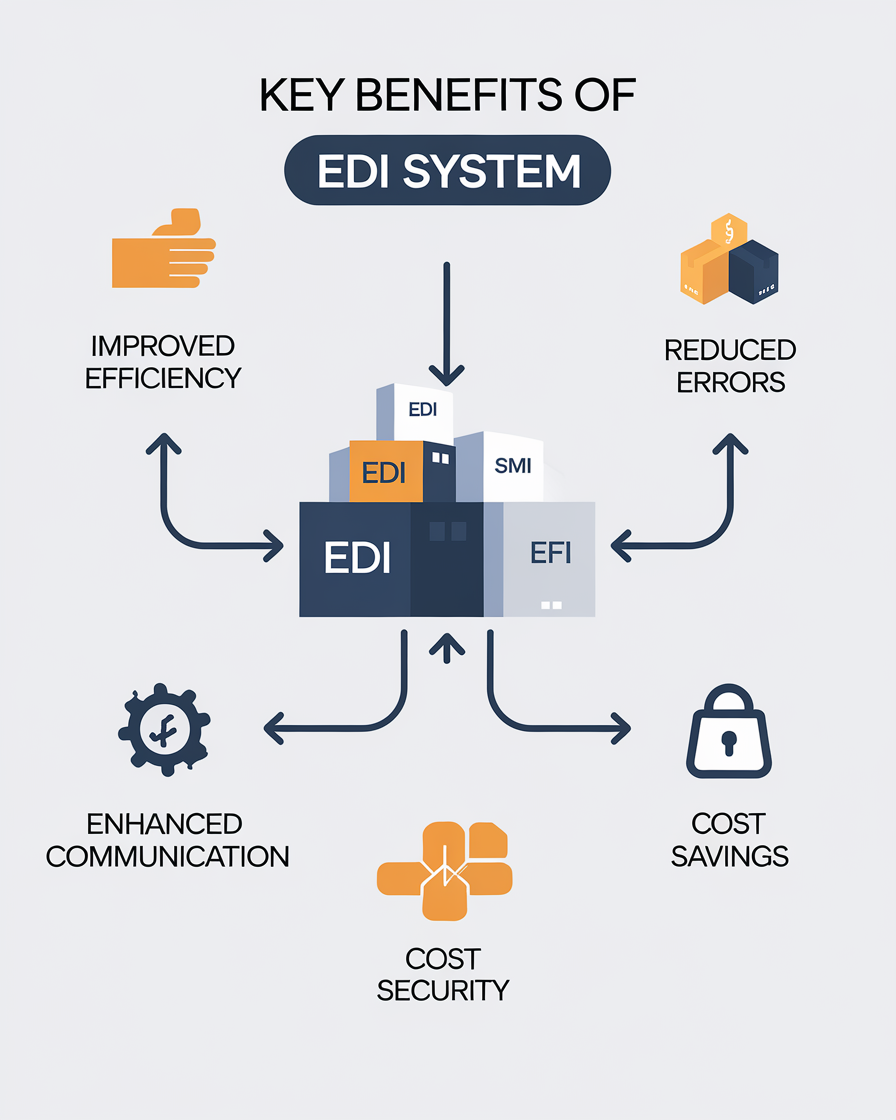 EDI in supply chain management system showing digital document exchange